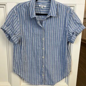 MADEWELL Blue/White Striped Button Shirt